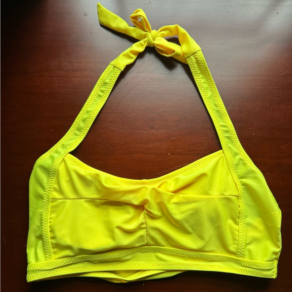 Yellow Halter Bikini Top Sunflower high waisted bottoms (bottoms never worn)